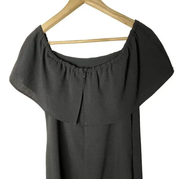 Charles Henry Off Shoulder Ruffle Crepe Dress Sz XS Mini Little Black Dress - Picture 5 of 11